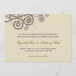 Elegante Classy Paarse Boho Spirals bruiloft uitno Kaart