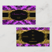 Elegante Classy Paarse Gouden Damask Bloemenprofie Visitekaartje (Voorkant / Achterkant)