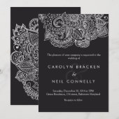 Elegante Classy Paisley Patroon Bloemen Huwelijk Kaart (Voorkant / Achterkant)