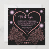 Elegante Classy Roze & Zwart bruiloft Jubileum Bedankkaart (Voorkant)