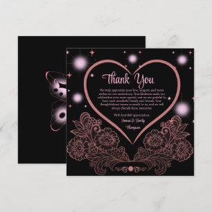 Elegante Classy Roze & Zwart bruiloft Jubileum Bedankkaart