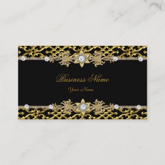 Elegante Classy Silver Black Diamond 3 Visitekaartje (Voorkant)