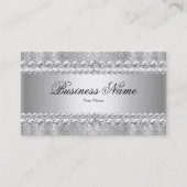 Elegante Classy Silver Grey Damask Lace Visitekaartje (Voorkant)