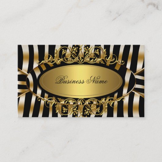 Elegante Classy Zebra Sepia Gold Metal Look Visitekaartje (Voorkant)