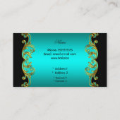 Elegante Classy Zwart Blauwgroen Blauw Groen Goud  Visitekaartje (Achterkant)