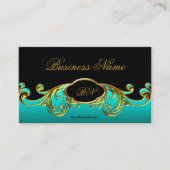 Elegante Classy Zwart Blauwgroen Blauw Groen Goud  Visitekaartje (Voorkant)
