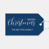 Elegante Clean Midnight Blue Christmas Cadeaulabel (Voorkant (Horizontaal))