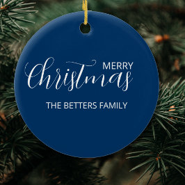 Elegante Clean Midnight Blue Christmas Keramisch Ornament