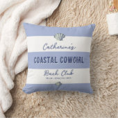 Elegante Coastal Cowgirl Zachte Blauwe Witte Strep Kussen (Deken)