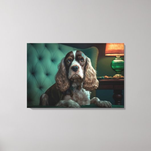 Elegante Cocker Spaniel Classic Portrait Design Canvas Afdruk (Voorkant)