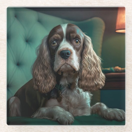 Elegante Cocker Spaniel Classic Portrait Design Glazen Onderzetter (Voorkant)