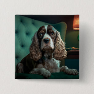 Elegante Cocker Spaniel Classic Portrait Design Vierkante Button 5,1 Cm