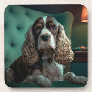 Elegante Cocker Spaniel Klassiek Portretontwerp Bier Onderzetter