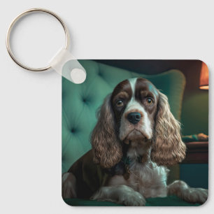 Elegante Cocker Spaniel Klassiek Portretontwerp Sleutelhanger