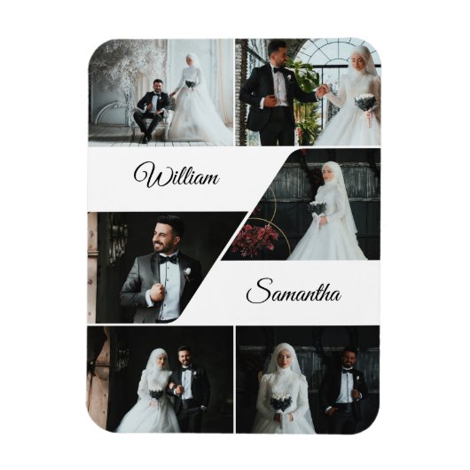 Elegante Collage Keepsake bruiloft Magneet (Verticaal)