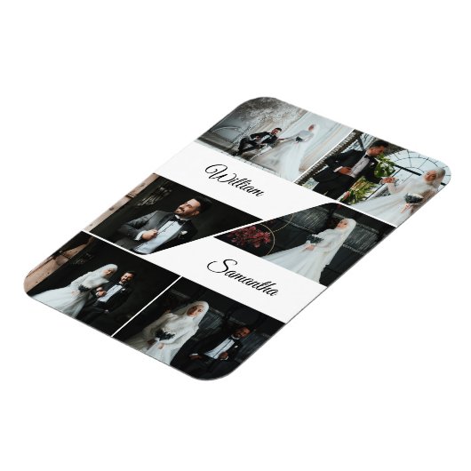 Elegante Collage Keepsake bruiloft Magneet (Linkerzijde)