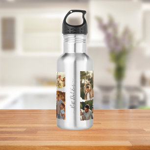 Elegante collage met acht foto's voor families waterfles