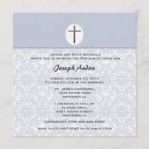 Elégante collection Damask Invitation bleue