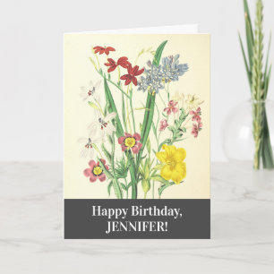 Elégante, colorée Florale Bonne carte d'anniversai