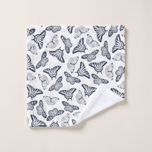 Elégante conception de papillon noir blanc (Gant de toilette)