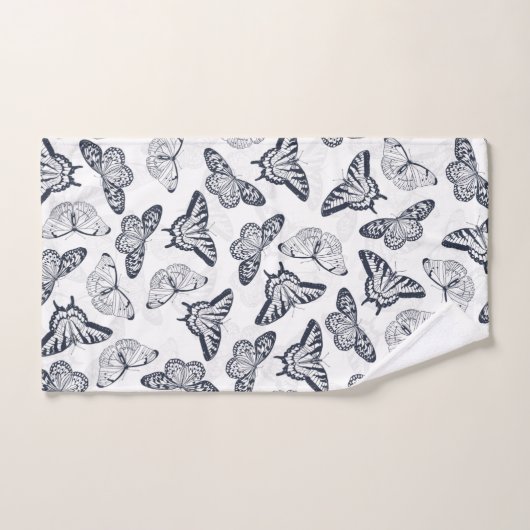 Elégante conception de papillon noir blanc (Serviette à main)