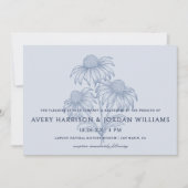 Elegante Coneflower Botanical Dusty Blue Wedding Kaart (Voorkant)