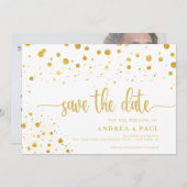 Elegante Confetti Fotobruiloft Bewaar de datum Save The Date (Voorkant / Achterkant)