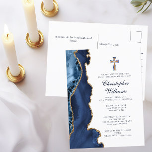 Élégante confirmation Marine Blue Gold Invitation