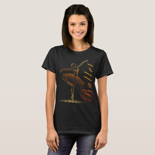 Elegante contouren van een ballerina die ballet ui t-shirt (Voorkant volledig)