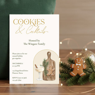 Elegante Cookies en Cocktails Kerstfeest Kaart