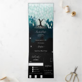 Elegante Cool Aqua Heart Leaf Wedding Drieluik Uitnodiging (Binnen)