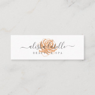 Elegante Copper Floral Roos Flower & Script Mini Visitekaartje