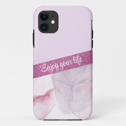 Élégante coque iphone en marbre rose parties scint (Dos)
