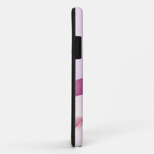 Élégante coque iphone en marbre rose parties scint (Dos/Droite)