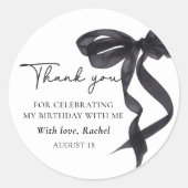 Elegante Coquette Black Bow Verjaardag Sticker (Voorkant)
