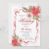 Elegante Coquette Bloemen Kerstfeest Kaart (Voorkant)