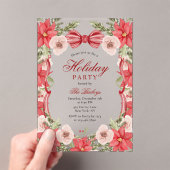 Elegante Coquette Bloemrijke Kerstvakantie Feest Acryl Uitnodigingen (Insitu (Draagbaar))