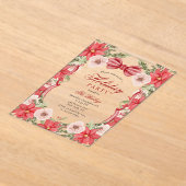 Elegante Coquette Bloemrijke Kerstvakantie Feest Acryl Uitnodigingen (Laagn)