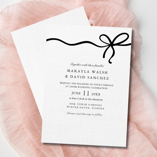 Elegante Coquette Bow Huwelijksuitnodiging Kaart