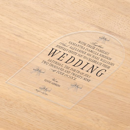 Elegante Coquette Hand getrokken strikken & bruilo Acryl Uitnodigingen (Laagn)