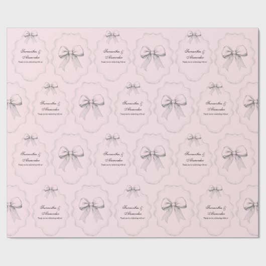 Elegante Coquette Hand getrokken strikken & bruilo Cadeaupapier (Vlak)