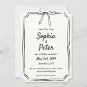 Elegante Coquette Handgetekende Boog Tijdloze brui Save The Date (Voorkant)