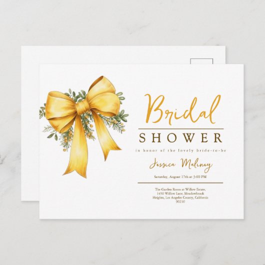 Elégante coquette jaune invitation à la douche nup (Devant / Derrière)