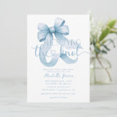 Elegante Coquette Lintelboog Blauw Bruidsfeest Kaart (Staand voorkant)