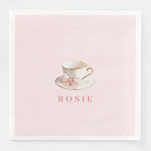 Elegante Coquette Preppy Roze Theekop met strik Servet