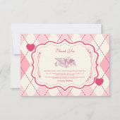 Elegante Coquette Roze Bow Afstuderen Bedankkaart (Voorkant)