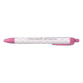 Elegante Coquette Roze Bow Script Naam Monogram Zwarte Inkt Pen (Bodem)