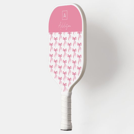 Elegante Coquette Roze strik Monogram Pickleball Paddle (Links)