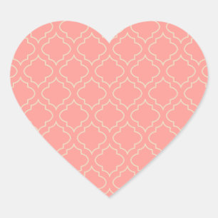 Elegante Coral Heart Stickers
