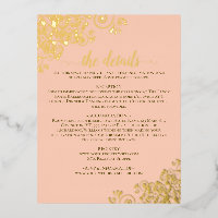 Elegante Coral Peach Gold Foil Wedding Details Kaa